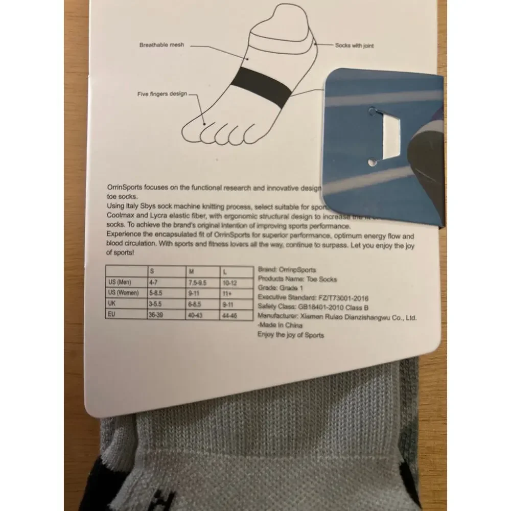 New Unisex 5 Toe Sports Compression Socks Over calf Gray Green Blue size Small